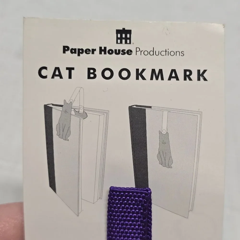 Pewter Cat & Fish Bookmark with Purple Ribbon Perfect Pet NWT